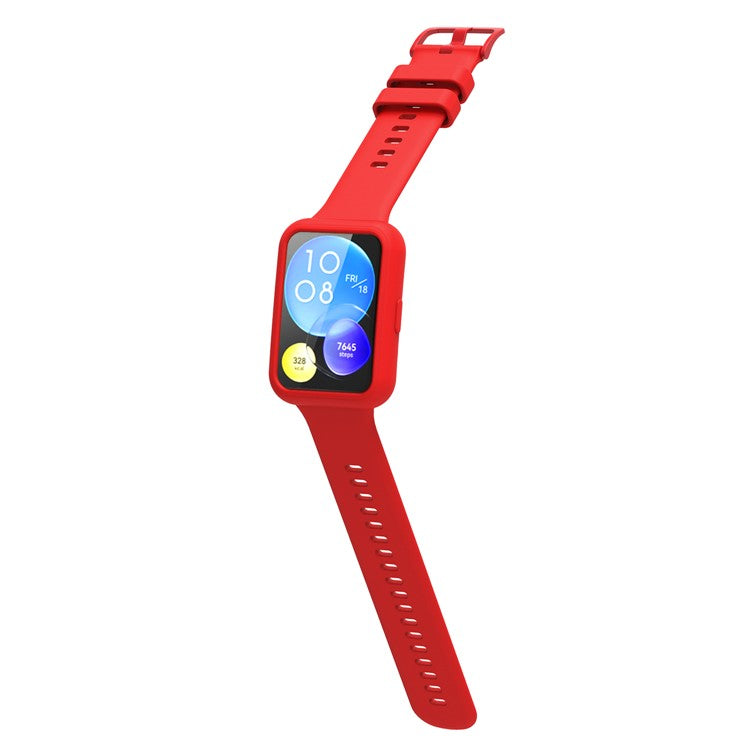 For Huawei Watch Fit 2 Smart Watch Silicone Case Anti-scratch Protective Frame - White