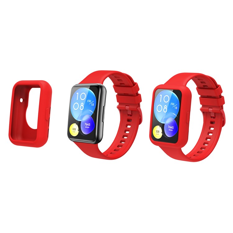 For Huawei Watch Fit 2 Smart Watch Silicone Case Anti-scratch Protective Frame - White