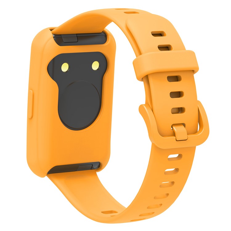 For Huawei Band 7 Silicone Watch Case Anti-scratch Watch Frame Protective Cover - Yellow
