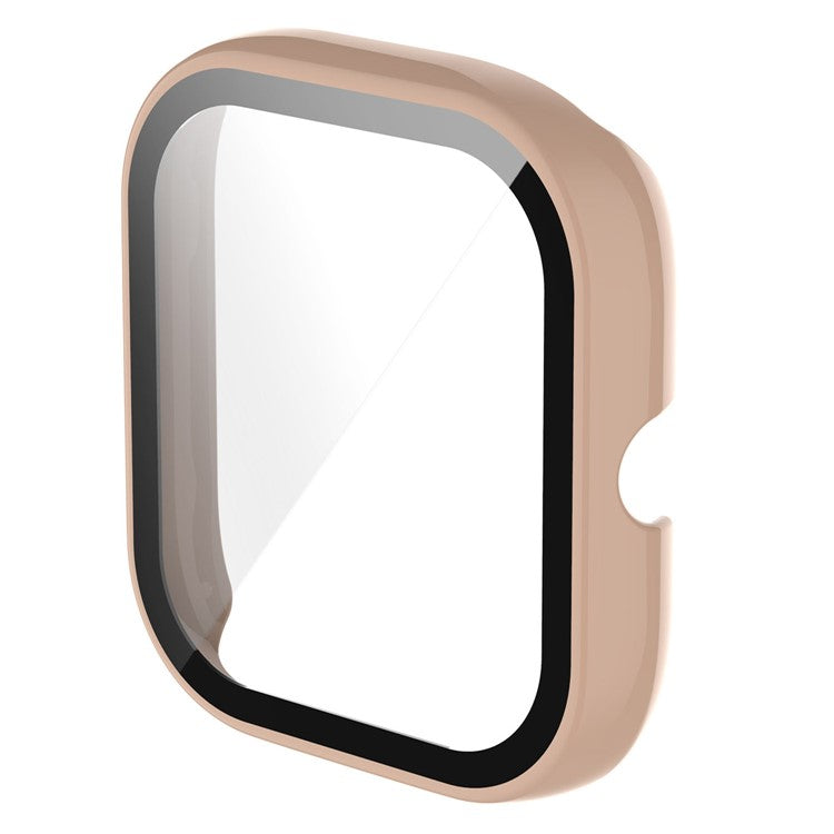 For Huami Amazfit Bip U / Bip U Pro / Pop / Pop Pro Hard PC Watch Case All-Around Full Protection Cover with Tempered Glass Screen Protector - Sakura Pink