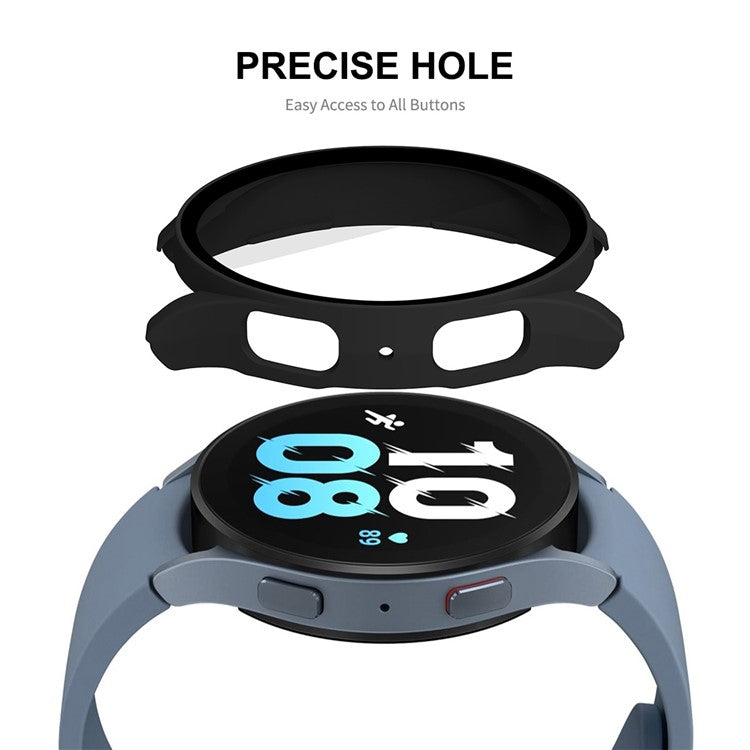 ENKAY HAT PRINCE for Samsung Galaxy Watch 5 44mm Matte Precise Cutout Rubberized Hard PC Watch Case + Anti-scratch 9H Tempered Glass Screen Film - Blackish Green