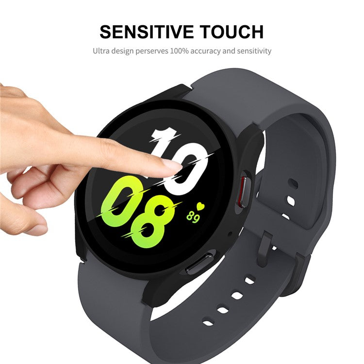 ENKAY HAT PRINCE for Samsung Galaxy Watch 5 44mm Matte Precise Cutout Rubberized Hard PC Watch Case + Anti-scratch 9H Tempered Glass Screen Film - Blackish Green