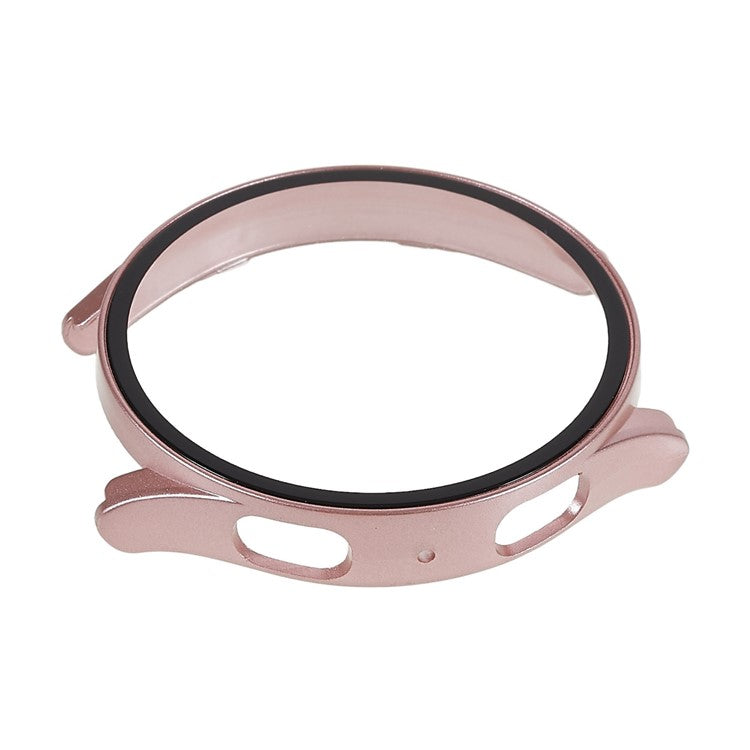 Rubberized Hard PC Case for Samsung Galaxy Watch 5 44mm Anti-Scratch Smart Watch Protective Case with Tempered Glass Screen Protector - Rose Gold