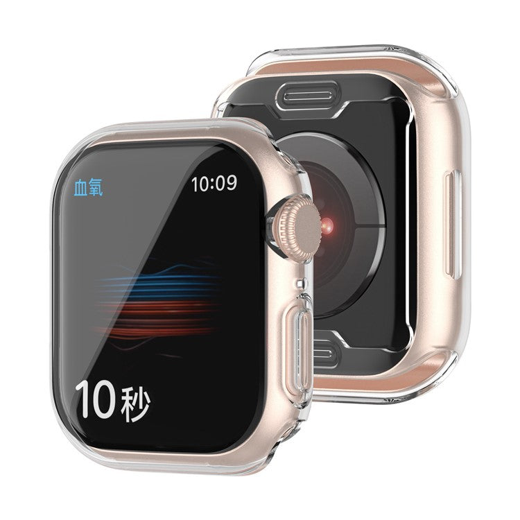For Apple Watch Series 9 / 8 / 7 45mm Full Coverage TPU Watch Case Anti-scratch Electroplating Protective Cover - Transparent