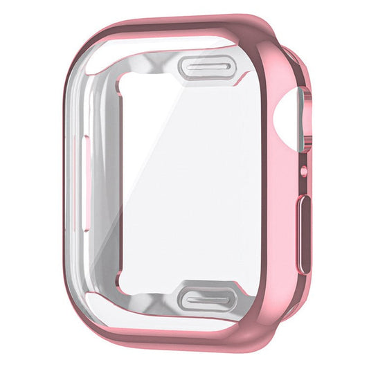 For Apple Watch Series 9 / 8 / 7 45mm Full Coverage TPU Watch Case Anti-scratch Electroplating Protective Cover - Pink