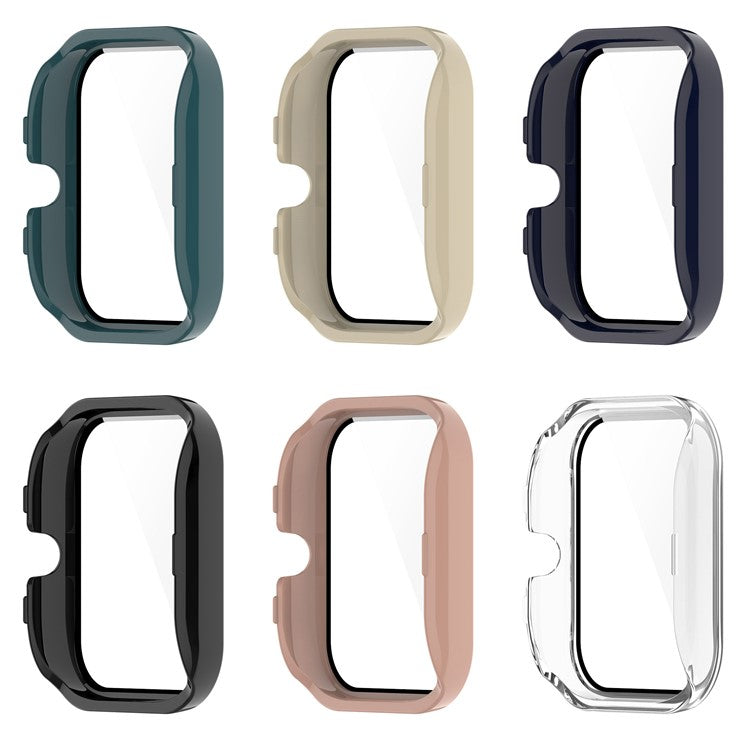 For Huami Amazfit GTS 4 Mini Hard PC Case with Tempered Glass Screen Protector Scratch Resistant Overall Protective Cover - Pine Needle Green