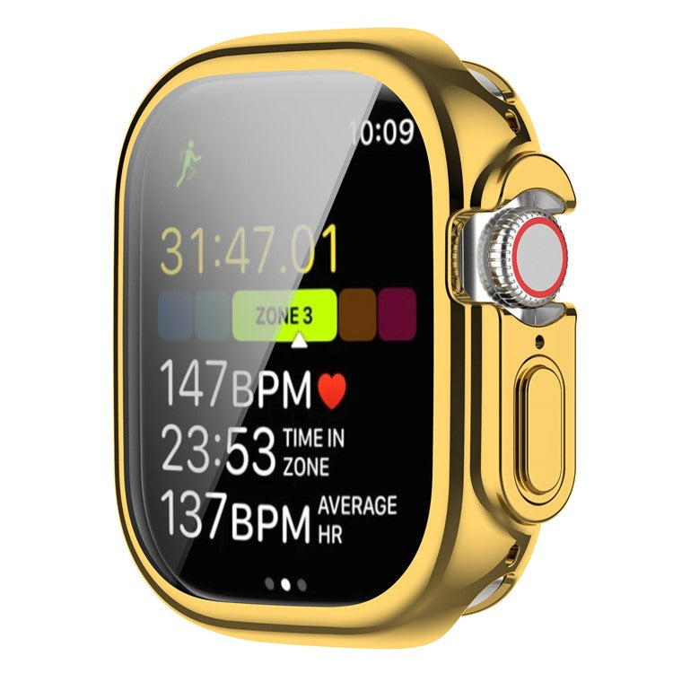For Apple Watch Ultra 2 49mm / Ultra 49mm Electroplating Soft TPU Cover All-inclusive Protective Watch Case  - Gold