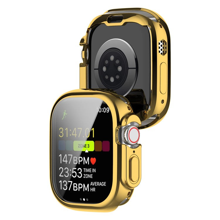 For Apple Watch Ultra 2 49mm / Ultra 49mm Electroplating Soft TPU Cover All-inclusive Protective Watch Case  - Gold