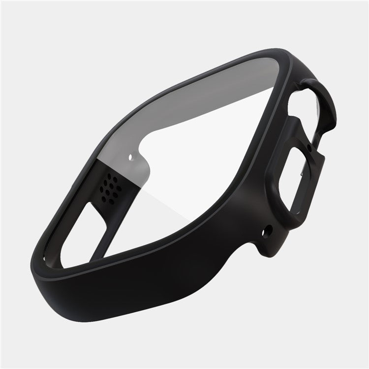 For Apple Watch Ultra 2 49mm / Ultra 49mm Hard PC Case with Tempered Glass Screen Protector Overall Scratch-Proof Protective Cover - Black