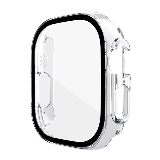 For Apple Watch Ultra 2 49mm / Ultra 49mm Hard PC Case with Tempered Glass Screen Protector Overall Scratch-Proof Protective Cover - Transparent