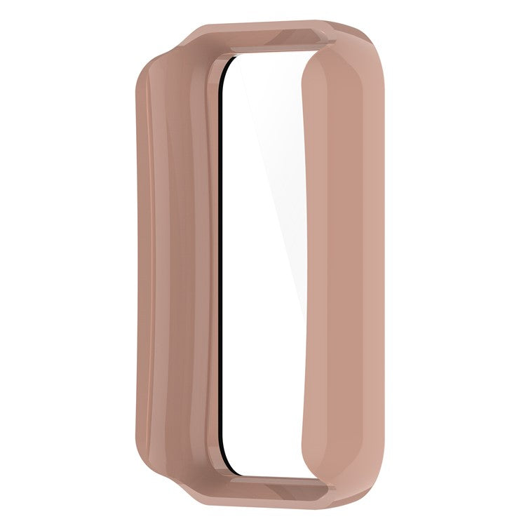 For Oppo Band 2 Protective Case with Tempered Glass Screen Protector Smart Watch Anti-Fall Hard PC Case - Pink
