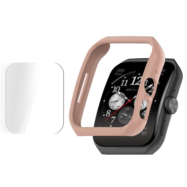For Oppo Watch 3 Pro PC Watch Case Shockproof Protective Cover with Screen Protector - Pink