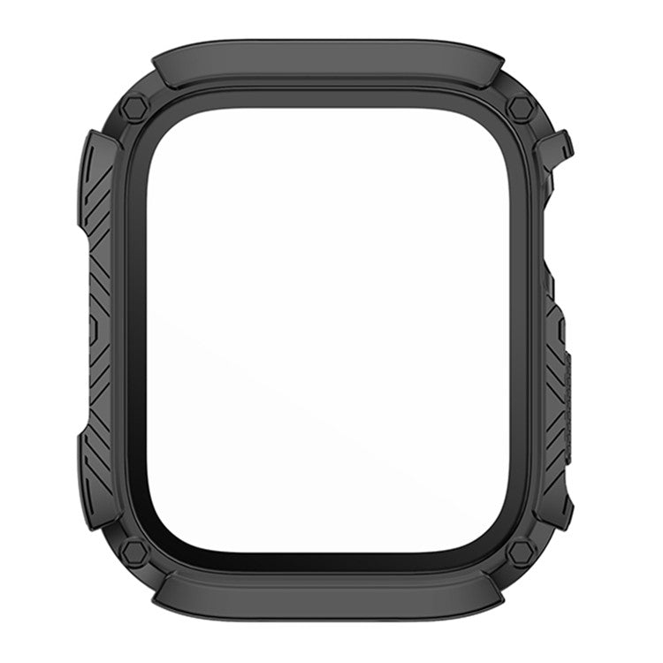For Apple Watch Series 9 / 8 / 7 41mm Hard PC Case with Tempered Glass Screen Protector Anti-Scratch Waterproof Smart Watch Case - Red