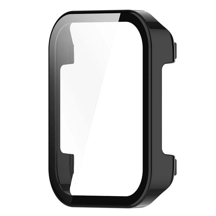 For Realme Watch 3 Hard PC Case with Tempered Glass Screen Protector HD Clear All Around Coverage Protective Cover - Black