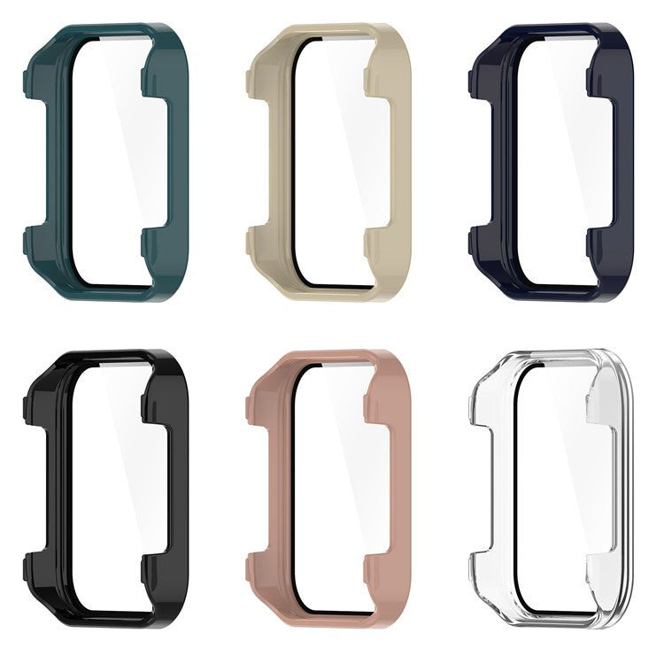 For Realme Watch 3 Hard PC Case with Tempered Glass Screen Protector HD Clear All Around Coverage Protective Cover - Black