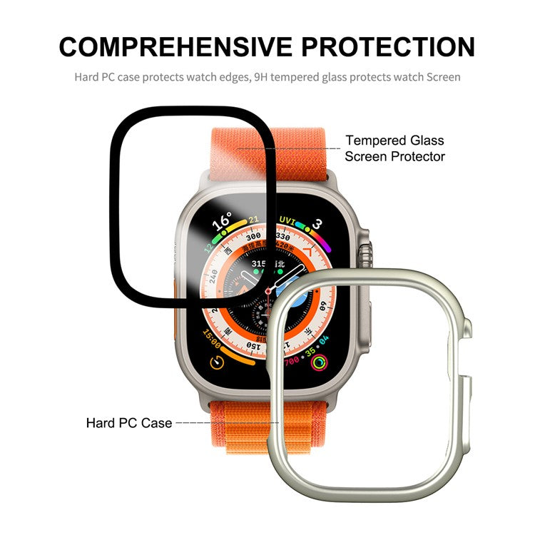 ENKAY HAT PRINCE For Apple Watch Ultra 2 49mm / Ultra 49mm Rubberized PC Watch Case Shockproof Protective Cover + 9H Screen Protector - White