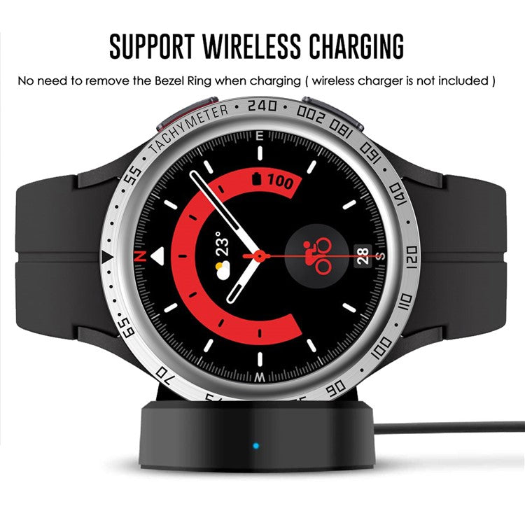 For Samsung Galaxy Watch 5 Pro 45mm Anti-scratch Watch Bezel Stainless Steel Frame Ring Bezel Case Protection Cover (Type E) - Silver Ring Black Letters