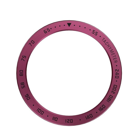 For Samsung Galaxy Watch 5 44mm Metal Watch Bezel Ring Protection Cover Smartwatch Accessory (Type E) - Wine Red Ring Black Letters