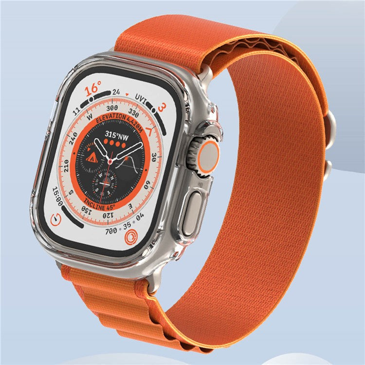 For Apple Watch Ultra 2 49mm / Ultra 49mm Hard PC Frame Cover Electroplating Hollowed-out Anti-Scratch Protective Case - White Leopard Print