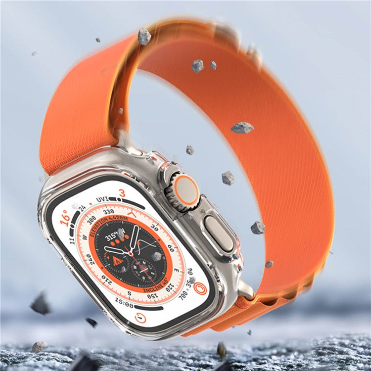 For Apple Watch Ultra 2 49mm / Ultra 49mm Hard PC Frame Cover Electroplating Hollowed-out Anti-Scratch Protective Case - White Leopard Print