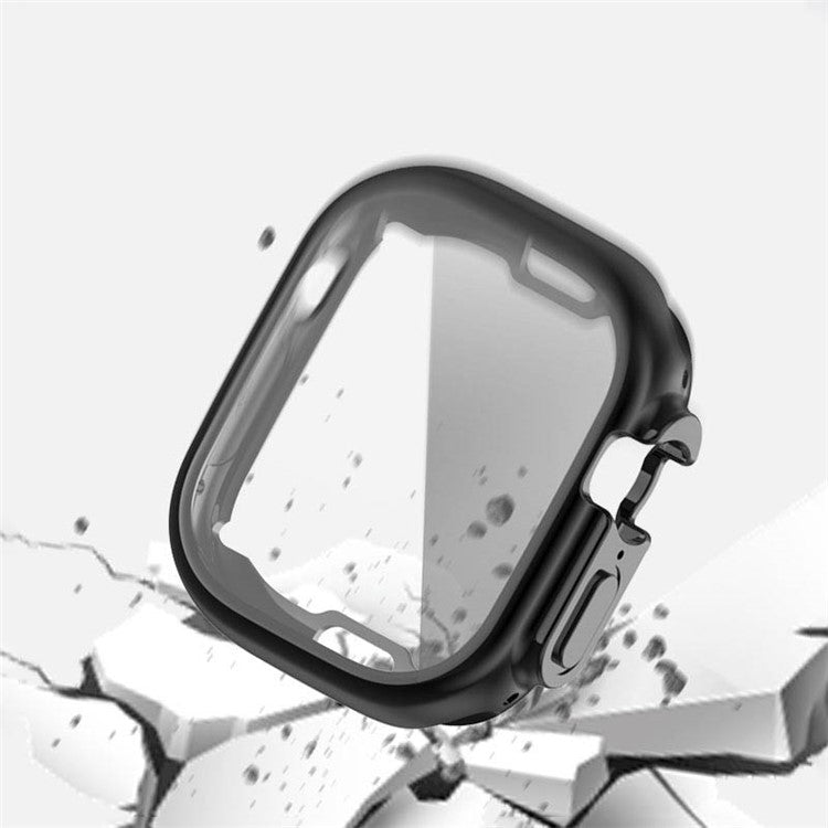 For Apple Watch Ultra 2 49mm / Ultra 49mm Soft Transparent TPU All-Around Protective Case Electroplating Metal Color Frame Cover - Transparent