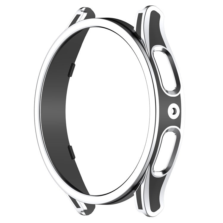 For Samsung Galaxy Watch 5 44mm /  Watch4 44mm Smart Watch Case Anti-drop PC Cover with Tempered Glass Screen Protector - Black / Silver