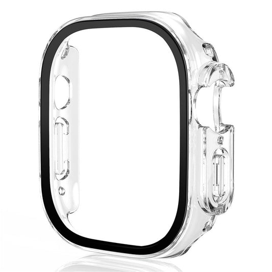 For Apple Watch Ultra 2 49mm / Ultra 49mm Hard PC Wallet Case with Tempered Glass Screen Protector Anti-drop Matte Protective Cover - Transparent