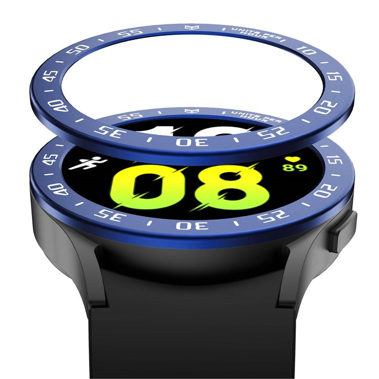 For Samsung Galaxy Watch 5 44mm Bezel Ring Styling Frame Case Anti-scratch Watch Cover with Dial Plate - Blue / White