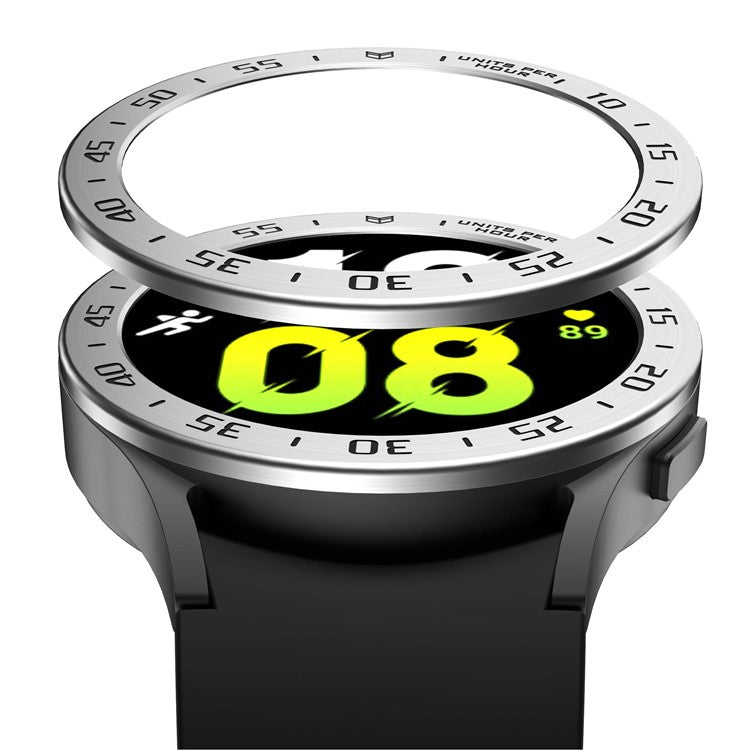 For Samsung Galaxy Watch 5 44mm Bezel Ring Styling Frame Case Anti-scratch Watch Cover with Dial Plate - Silver / Black