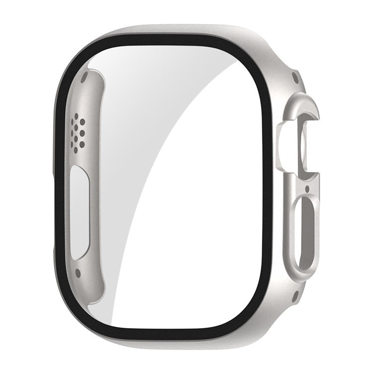 ENKAY HAT PRINCE For Apple Watch Ultra 2 49mm / Ultra 49mm All-around Hard PC Case with Tempered Glass Screen Protector Shock Resistant Clear Cover - Silver