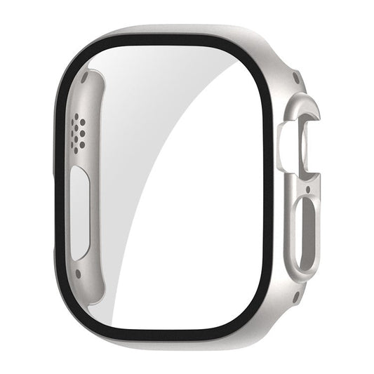 ENKAY HAT PRINCE For Apple Watch Ultra 2 49mm / Ultra 49mm All-around Hard PC Case with Tempered Glass Screen Protector Shock Resistant Clear Cover - Silver