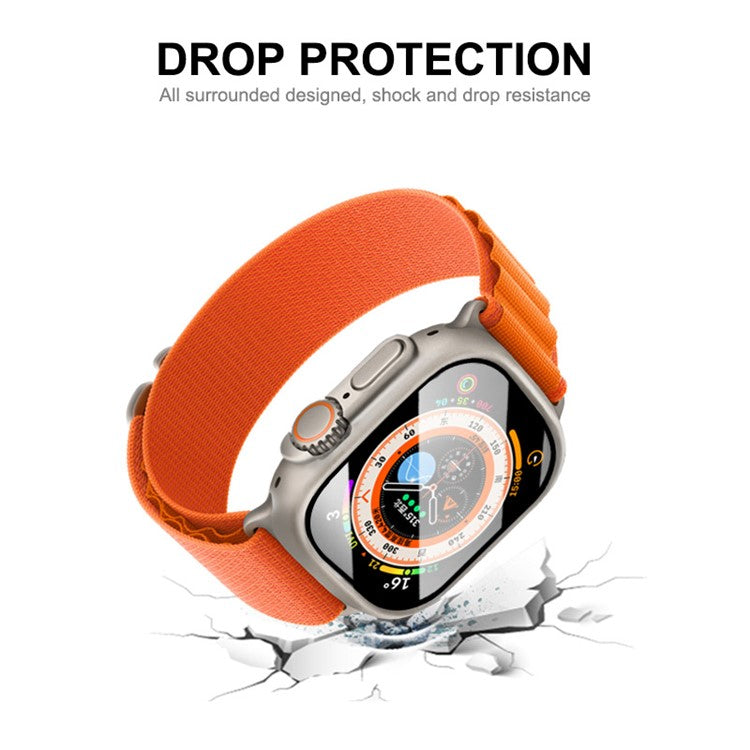 ENKAY HAT PRINCE For Apple Watch Ultra 2 49mm / Ultra 49mm All-around Hard PC Case with Tempered Glass Screen Protector Shock Resistant Clear Cover - Dark Blue