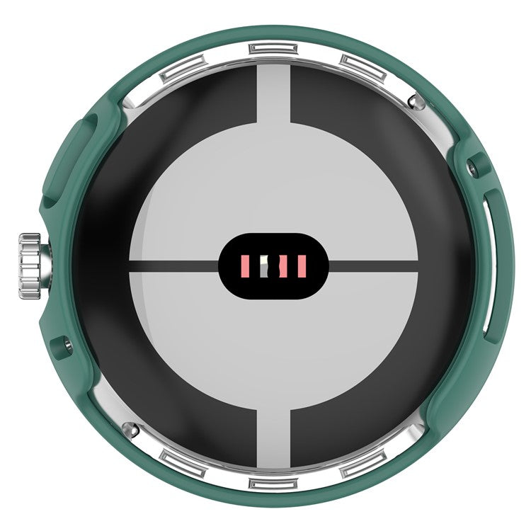 For Google Pixel Watch 2 / Pixel Watch Half Cover Hard PC Watch Case Anti-scratch Hollow Protective Cover Frame - Blackish Green