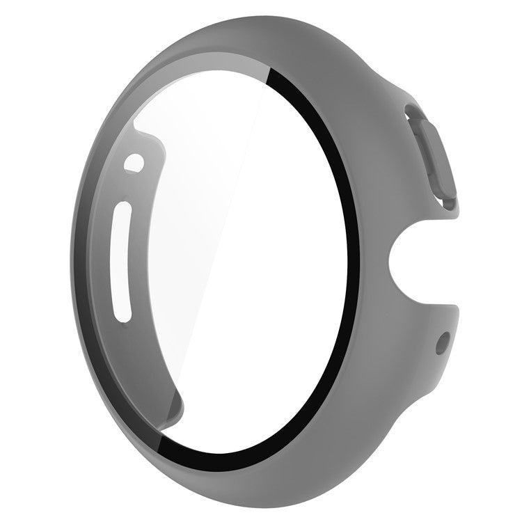 For Google Pixel Watch 2 / Pixel Watch Hard PC Clear Watch Case Full Coverage Shockproof Cover with Tempered Glass Screen Protector - Grey