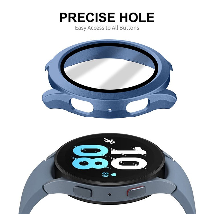 ENKAY HAT PRINCE For Samsung Galaxy Watch 4 / 5 44mm Anti-Moisture Waterproof Cover with Tempered Glass Screen Protector Hard PC All-Around Protective Case - Bright Silver