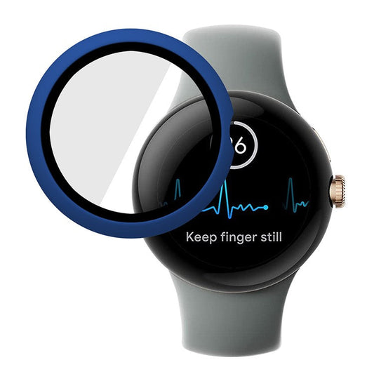 ENKAY HAT PRINCE For Google Pixel Watch 2 / Pixel Watch Hard PC Case with Tempered Glass Screen Protector Scratch Resistant Overall Protective Cover - Dark Blue