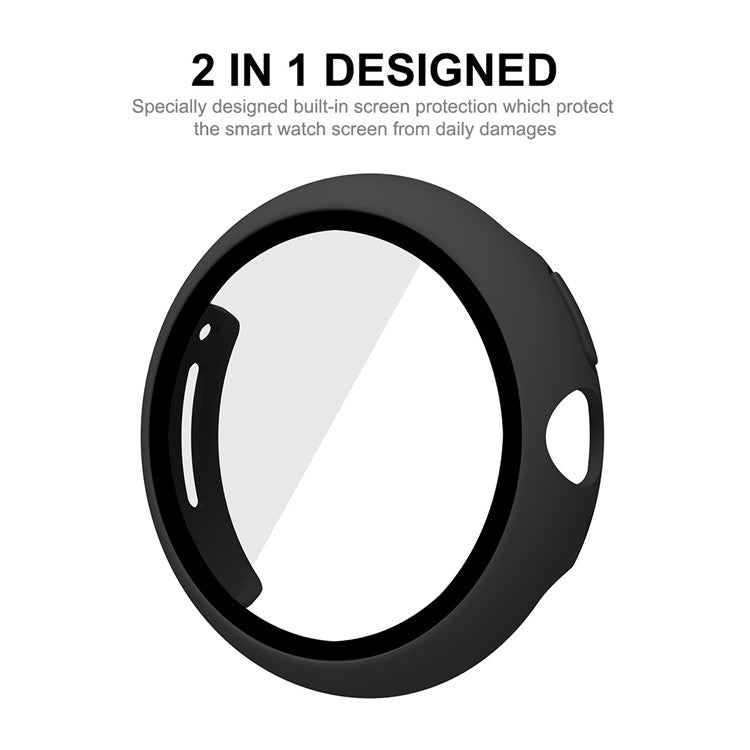 ENKAY HAT PRINCE For Google Pixel Watch 2 / Pixel Watch Hard PC Case with Tempered Glass Screen Protector Scratch Resistant Overall Protective Cover - Dark Blue