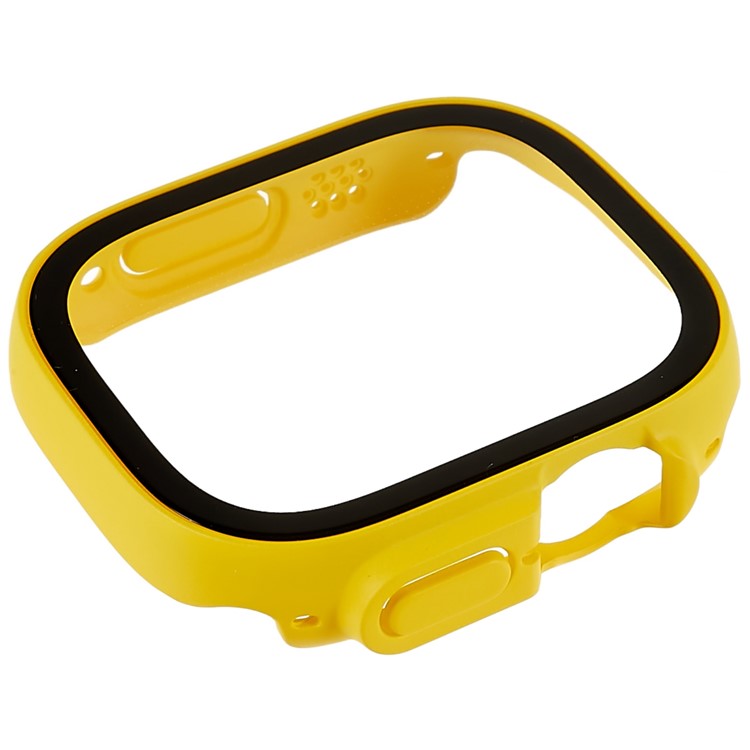 RURIHAI For Apple Watch Ultra 2 49mm / Ultra 49mm PC Protective Case All-around Bumper Protective Cover with Silk Printing HD Tempered Glass Screen Protector - Yellow