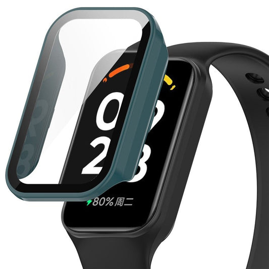 Watch Case for Xiaomi Redmi Band 2, Hard PC Full Protection Cover with Tempered Glass Screen Protector - Pine Needle Green