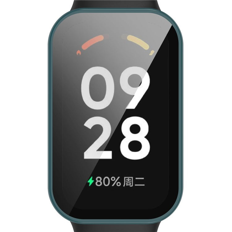 Watch Case for Xiaomi Redmi Band 2, Hard PC Full Protection Cover with Tempered Glass Screen Protector - Pine Needle Green