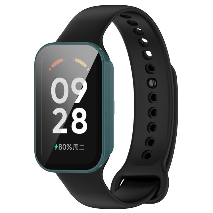 Watch Case for Xiaomi Redmi Band 2, Hard PC Full Protection Cover with Tempered Glass Screen Protector - Pine Needle Green