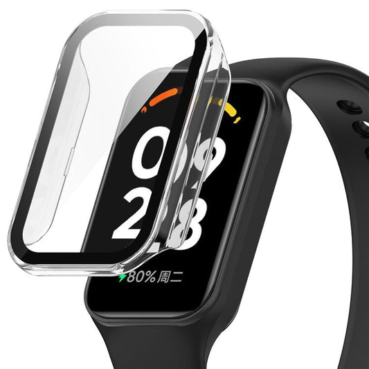 Watch Case for Xiaomi Redmi Band 2, Hard PC Full Protection Cover with Tempered Glass Screen Protector - Transparent
