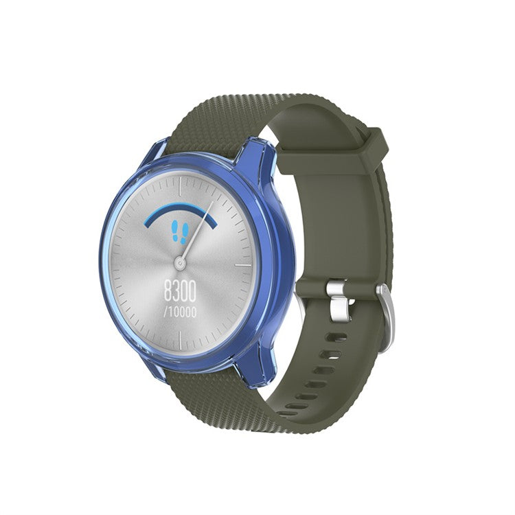 For Garmin Vivomove Luxe / Style Transparent TPU Smart Watch Frame Protective Case - Blue