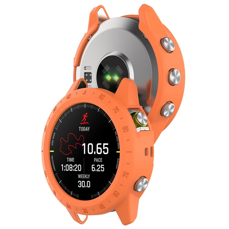 For Garmin MARQ (Gen 2) Anti-scratch Watch Case PC Protective Frame with Scale - Orange