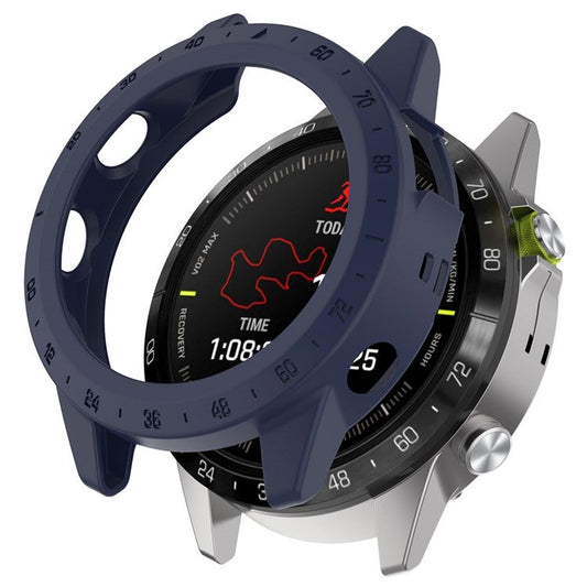 For Garmin MARQ (Gen 2) Anti-scratch Watch Case PC Protective Frame with Scale - Midnight Blue