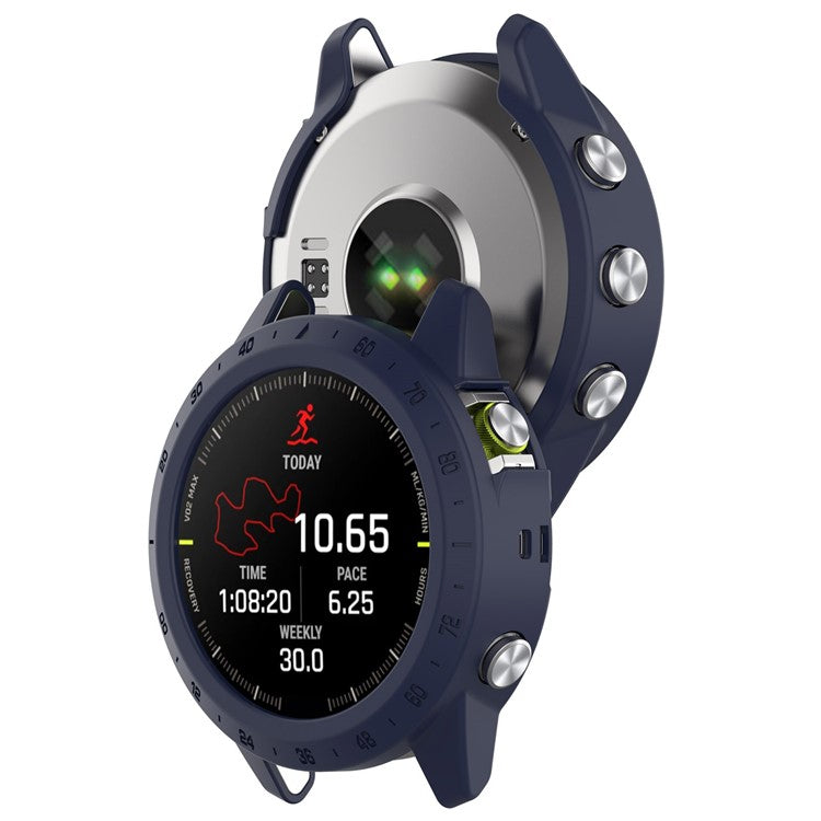 For Garmin MARQ (Gen 2) Anti-scratch Watch Case PC Protective Frame with Scale - Midnight Blue