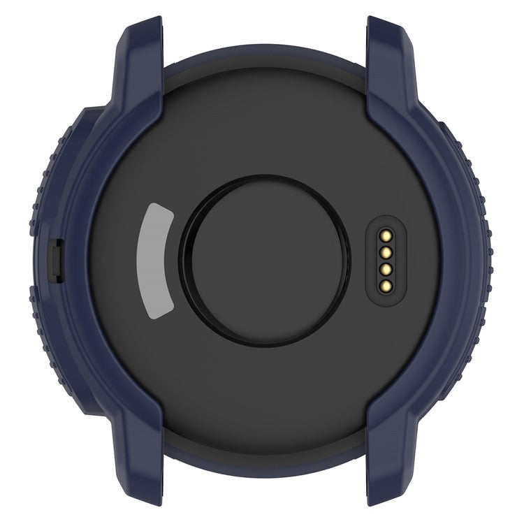 For Garmin Instinct Crossover Soft TPU Watch Case Hollow Shockproof Bumper Frame Cover - Midnight Blue