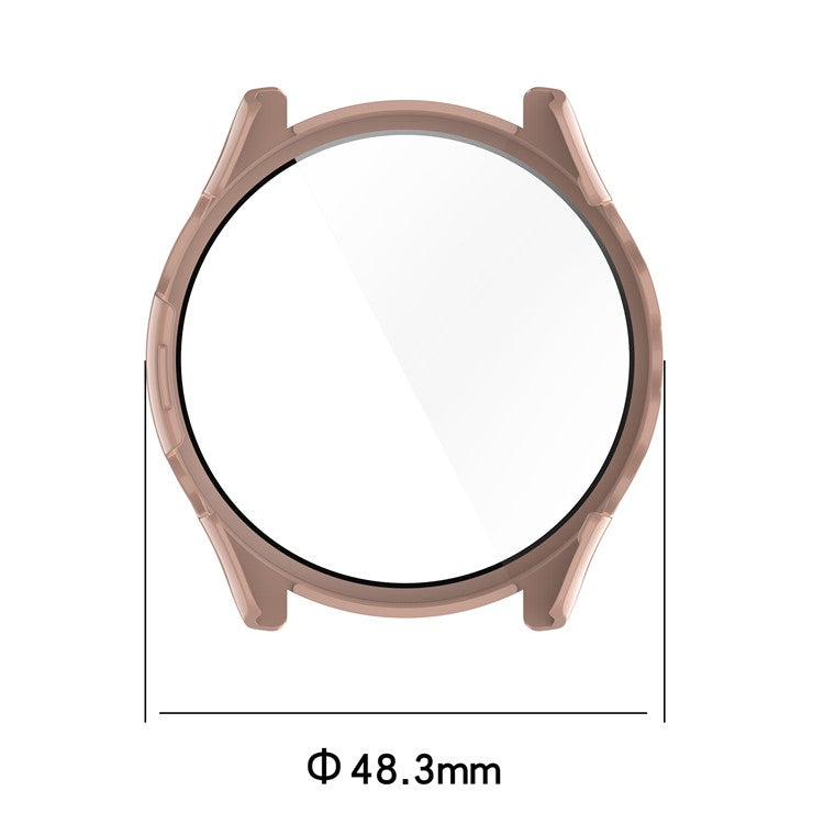 For Garmin Forerunner 265 Smart Watch PC Watch Case with Tempered Glass Screen Protector - Transparent