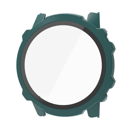 For Huami Amazfit Falcon Hard PC Case with Tempered Glass Screen Protector Overall Shockproof Cover - Pine Needle Green