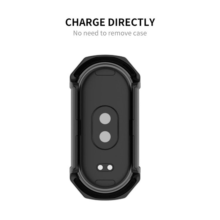 ENKAY Hat Prince For Xiaomi Smart Band 8 Full Coverage Hard PC Watch Case with HD Tempered Glass Film - Transparent